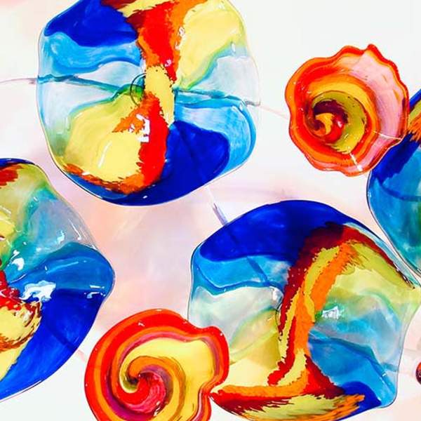 Glass art in different colors