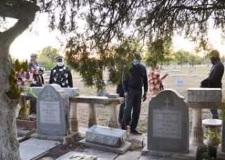 Tour group at cemetery